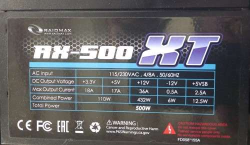 Raidmax AX500 XT Series 500W Power supply