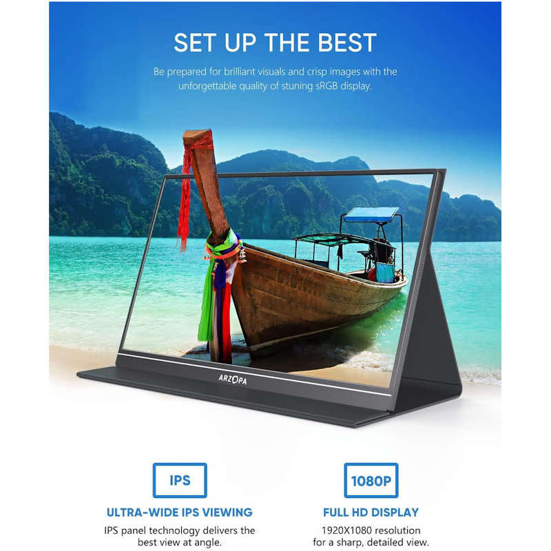 Arzopa - 15.6" Full HD 1080P IPS Screen - Portable Monitor with Smart Cover