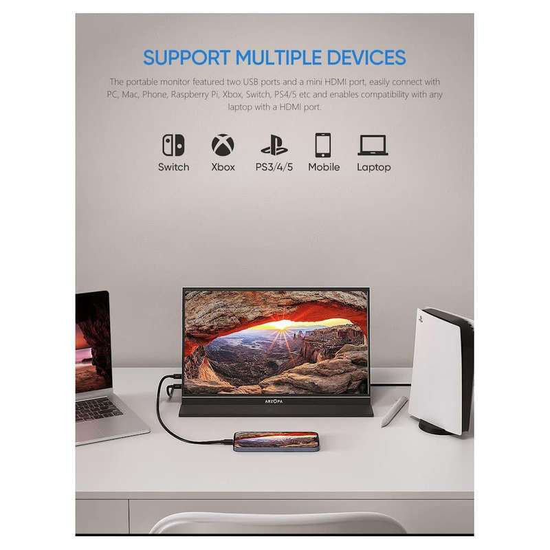 Arzopa - 15.6" Full HD 1080P IPS Screen - Portable Monitor with Smart Cover
