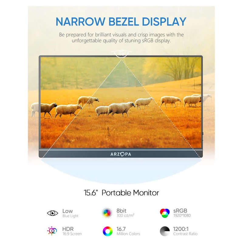 Arzopa - 15.6" Full HD 1080P IPS Screen - Portable Monitor with Smart Cover