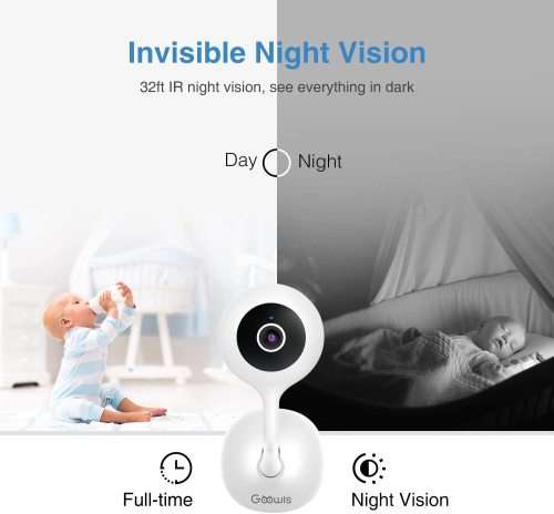 2-Pack Indoor Security Camera, 1080P WiFi with Night Vision Motion Detection Two-Way with Alexa