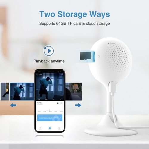 2-Pack Indoor Security Camera, 1080P WiFi with Night Vision Motion Detection Two-Way with Alexa