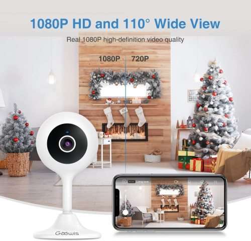 2-Pack Indoor Security Camera, 1080P WiFi with Night Vision Motion Detection Two-Way with Alexa