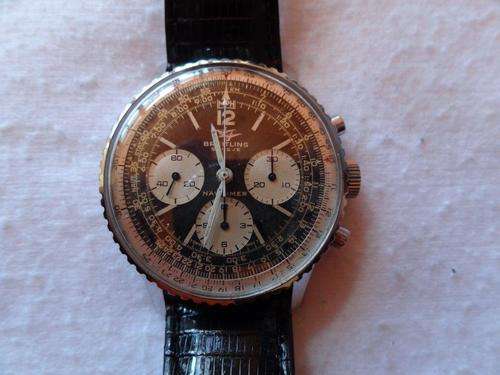 Original Vintage Breitling Navitimer 806 on period-correct Black Lizard Strap