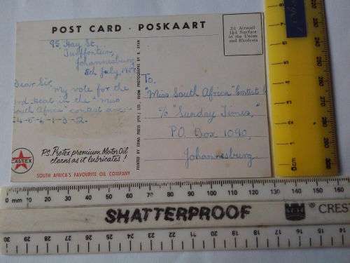Caltex Postcard 2d Airmail Surface in the Union and Rhodesia - Kruger Monument