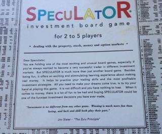 Vintage Speculator Investment Board Game 1994 Vodolo Games