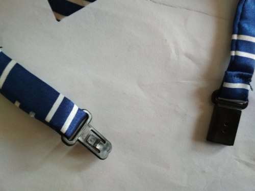 Ready-Made Lady's Bow Tie with Clip (Blue with Stripes)