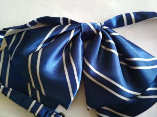 Ready-Made Lady's Bow Tie with Clip (Blue with Stripes)