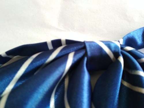 Ready-Made Lady's Bow Tie with Clip (Blue with Stripes)
