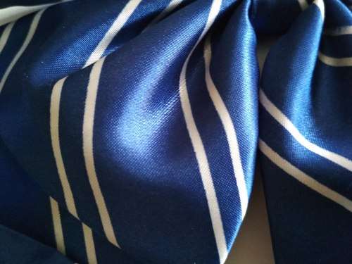 Ready-Made Lady's Bow Tie with Clip (Blue with Stripes)