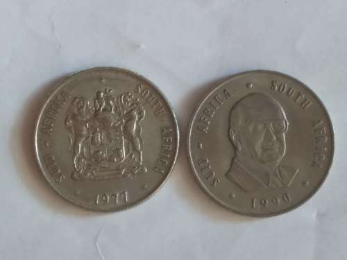 VINTAGE SA Coin bundle (Two 1 Rand/ Tickey/ 10c 1964)