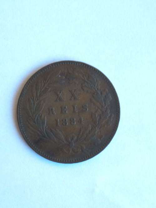 1884 Portugal 20 Reis Bronze coin