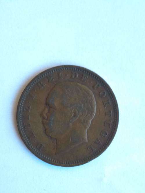 1884 Portugal 20 Reis Bronze coin