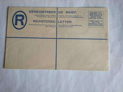 Vintage South Africa Unserviced Registered Letter 6D