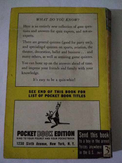 1943 The New Pocket Quiz Book By Slifer and Crittenden (Special Pocket Book Edition)