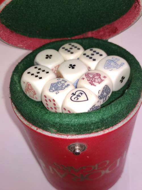 Game & Board Dice & Poker Dice With Shaker and Storage Container Bundle