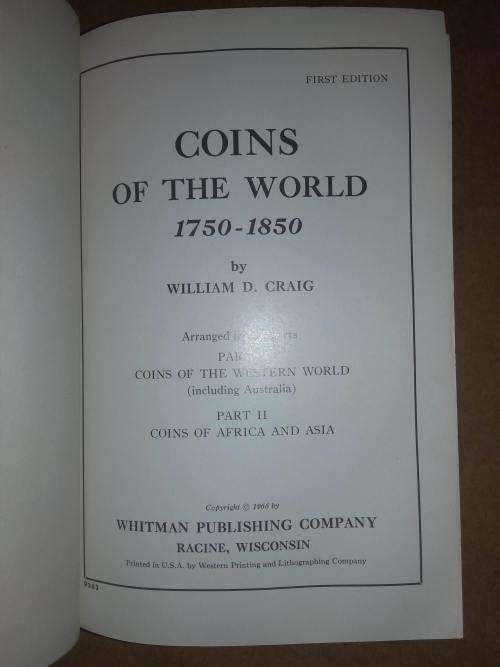 Coins of the World 1750-1850 First Edition Craig, William D.