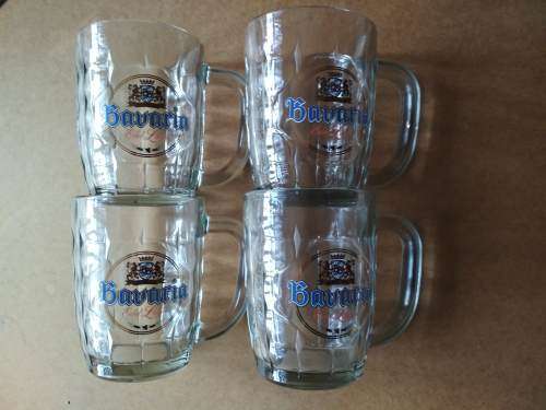 Set of 4xBavaria Branded Glass Beer Mugs