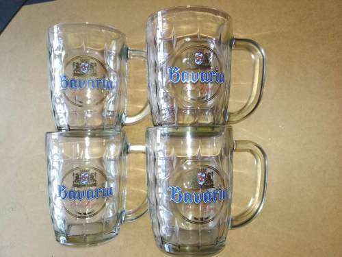 Set of 4xBavaria Branded Glass Beer Mugs