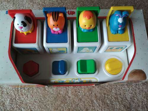 Pop Up Pets Activity Shelcore Vintage 1991 Pop Up Toy Dog, Bunny, Cat and Chicken!