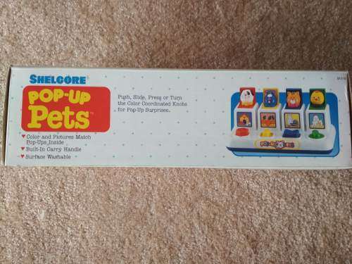 Pop Up Pets Activity Shelcore Vintage 1991 Pop Up Toy Dog, Bunny, Cat and Chicken!