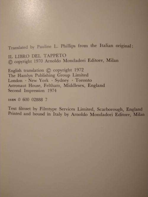 Vintage 1972 Oriental rugs and carpets book fabio formenton