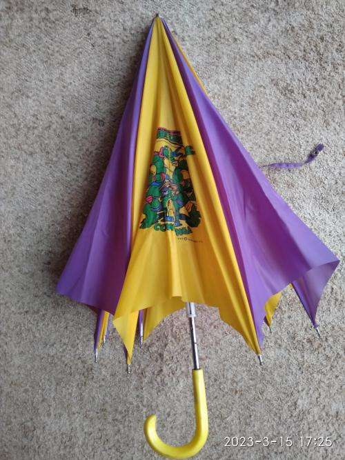 Vintage 1990 Teenage Mutant Ninja Turtles Kids Umbrella Yellow Purple TMNT