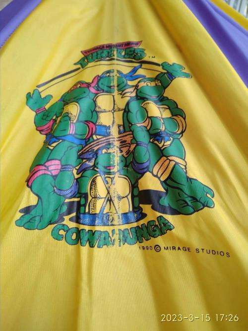 Vintage 1990 Teenage Mutant Ninja Turtles Kids Umbrella Yellow Purple TMNT
