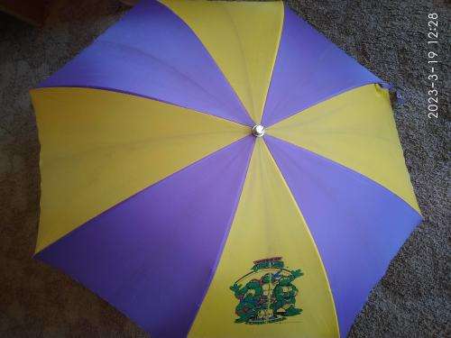 Vintage 1990 Teenage Mutant Ninja Turtles Kids Umbrella Yellow Purple TMNT