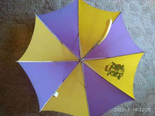 Vintage 1990 Teenage Mutant Ninja Turtles Kids Umbrella Yellow Purple TMNT