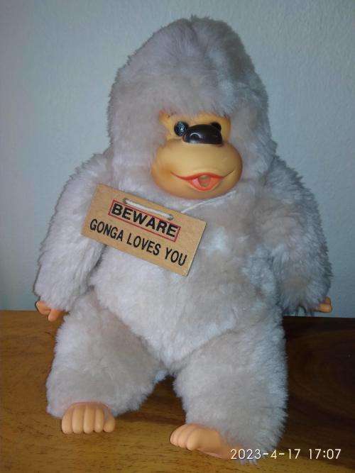 Vintage Rare Gonga Russ 1970`s plush stuffed animal sitting retro ape