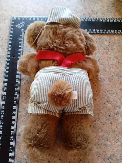 Vintage  Cuddling Country Teddy Bear Rufus Train Engineer Plush Stuffed Animal