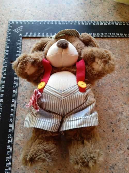 Vintage  Cuddling Country Teddy Bear Rufus Train Engineer Plush Stuffed Animal