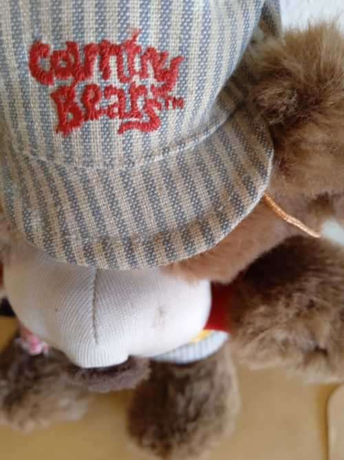 Vintage  Cuddling Country Teddy Bear Rufus Train Engineer Plush Stuffed Animal