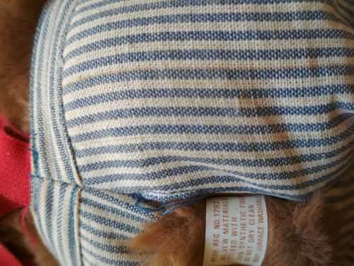 Vintage  Cuddling Country Teddy Bear Rufus Train Engineer Plush Stuffed Animal