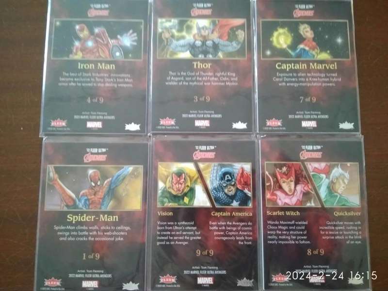 2022 Marvel Fleer Ultra Avengers - 3 x 3 Puzzle FOIL Chase Card COMPLETE Set of 9