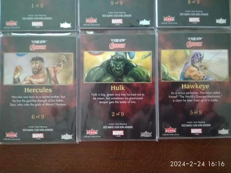 2022 Marvel Fleer Ultra Avengers - 3 x 3 Puzzle FOIL Chase Card COMPLETE Set of 9