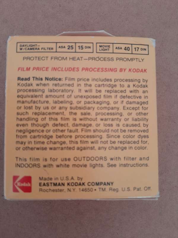 Kodak Kodachrome 15M 40 KMA464p Color Movie Film Magazine Type A
