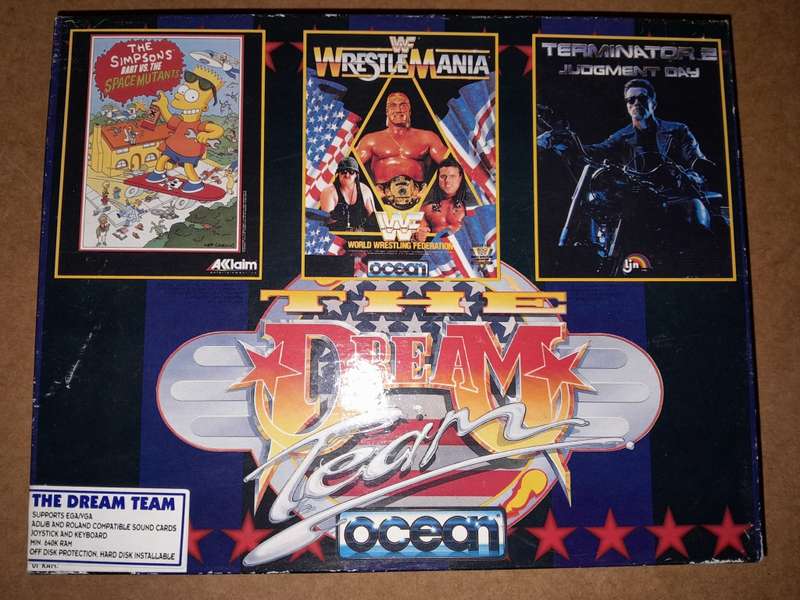 The Dream Team Ocean PC Game Big Box - Floppy Discs (Terminator 2, Wrestlemania, The Simpsons)