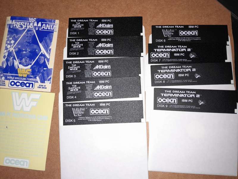 The Dream Team Ocean PC Game Big Box - Floppy Discs (Terminator 2, Wrestlemania, The Simpsons)