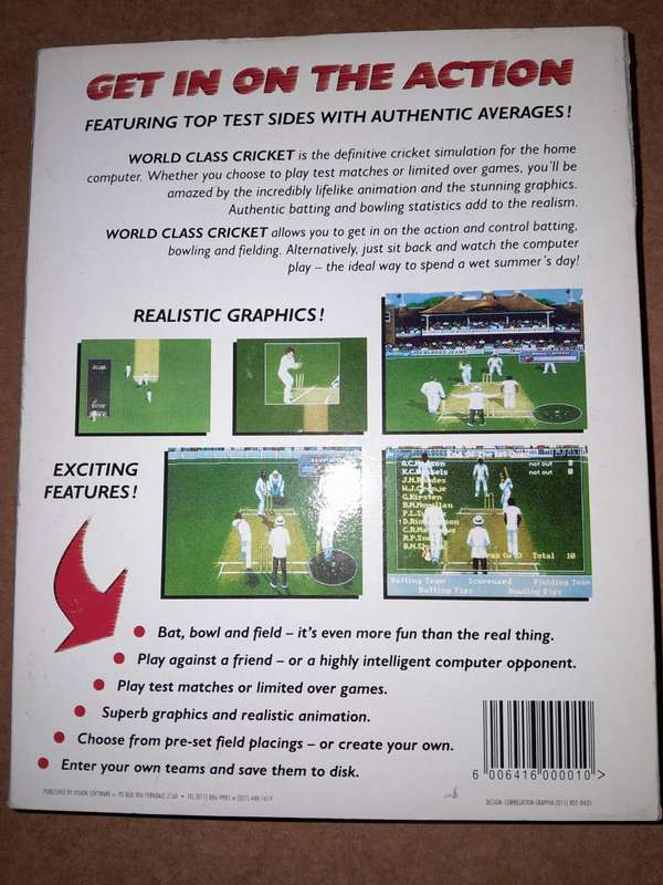 Jonty Rhodes 2 World Class Cricket PC Game Big Box - Stiffy Disc
