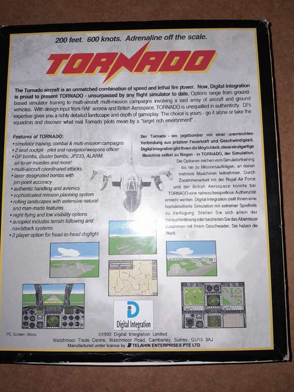 Tornado Digital Integration IBM PC Game 3.25` (Stiffy) Discs