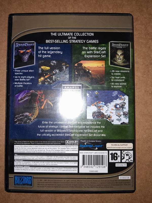 Starcraft + Expansion Set (Brood War)- PC CD/DVD Game