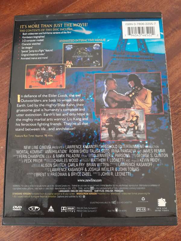 Mortal Kombat Annihilation DVD - Destroy All Expectations (Double Sided DVD) - Region 1
