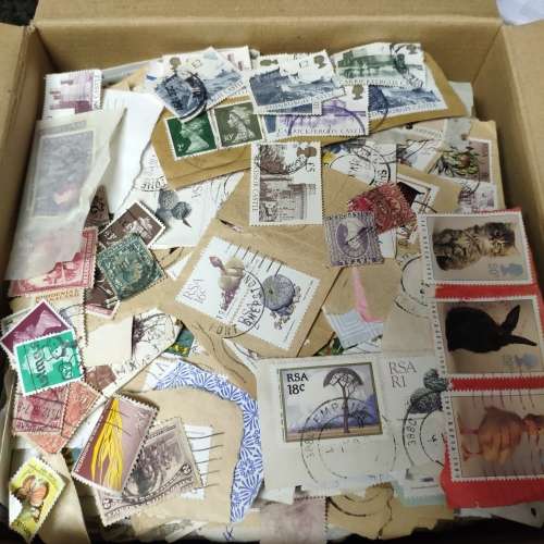 Smallish box with stamps from all around the world.