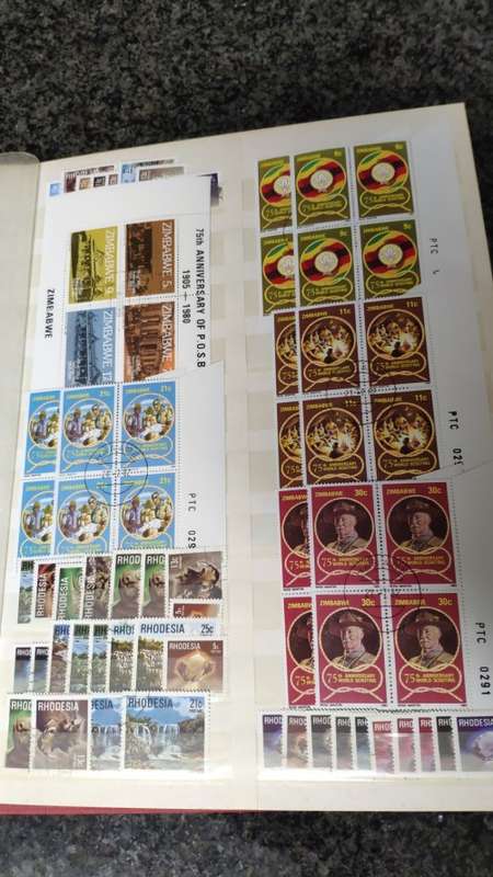 Zimbabwe controls, singles and mini-sheets in album