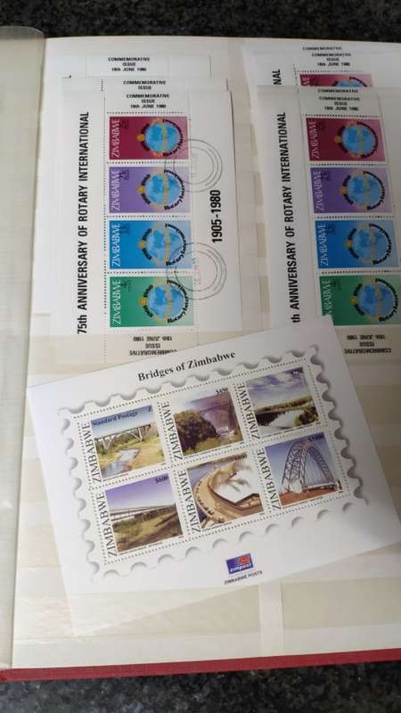 Zimbabwe controls, singles and mini-sheets in album