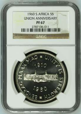 1960 S.Africa 5S Union Anniversary (Second Highest Grade) by NGC