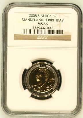 2008 S. Africa 5R Mandela 90th Birthday Graded by NGC MS66