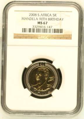 2008 S. Africa 5R Mandela 90th Birthday Graded by NGC MS67